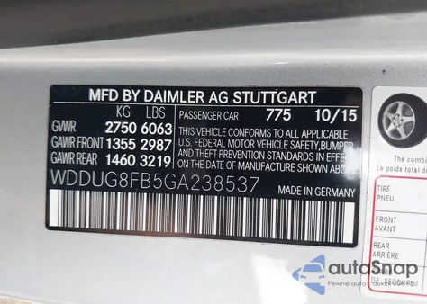 2016 Mercedes-Benz S 550 4Matic z USA, uszkodzony, nr VIN WDDUG8FB5GA238537